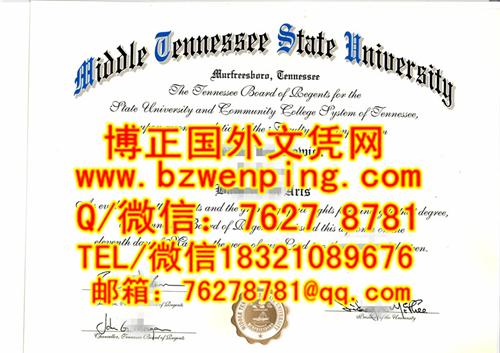 美国中田纳西州立大学文凭模版Middle Tennessee State University