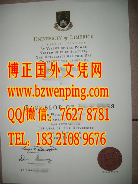 爱尔兰利默里克大学毕业証The University of Limerick diploma