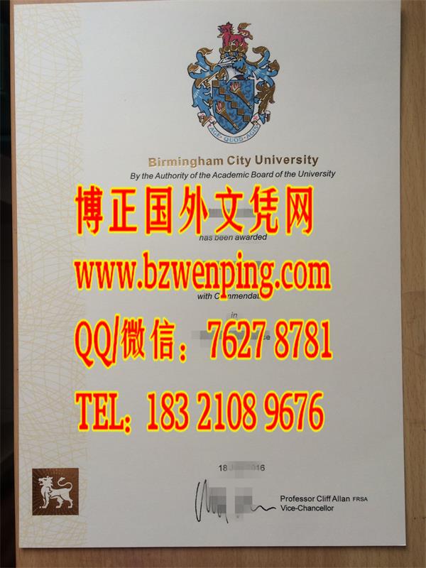 完美烫金：英国伯明翰城市大学音乐学院毕业证书展示，birmingham city university diploma