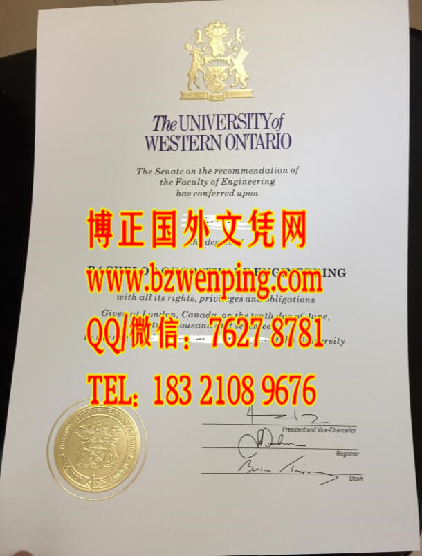 西安大略大学western毕业证烫金实拍，University of Western Ontario diploma