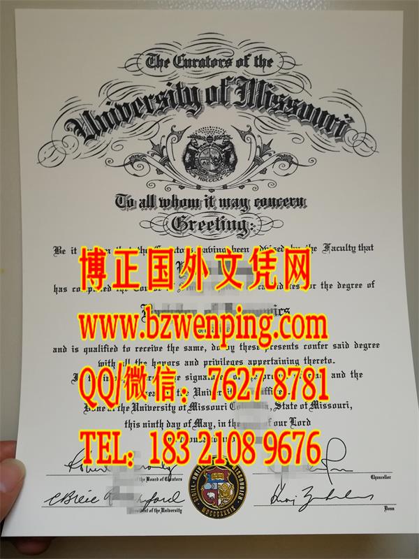 美国密苏里大学diploma，办理美国密苏里大学University of Missouri毕业证样板