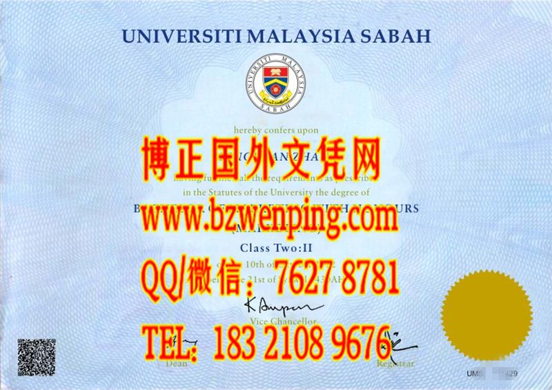 马来西亚沙巴大学(Sabah)毕业证书，University Malaysia Sabah dipoma