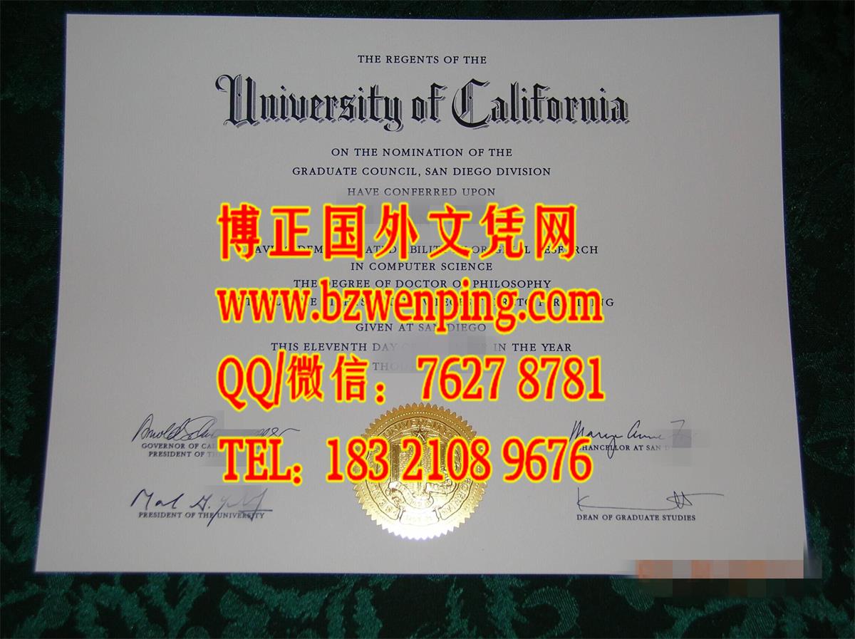 美国加州大学圣地亚哥分校毕业证University of California, San Diego diploma