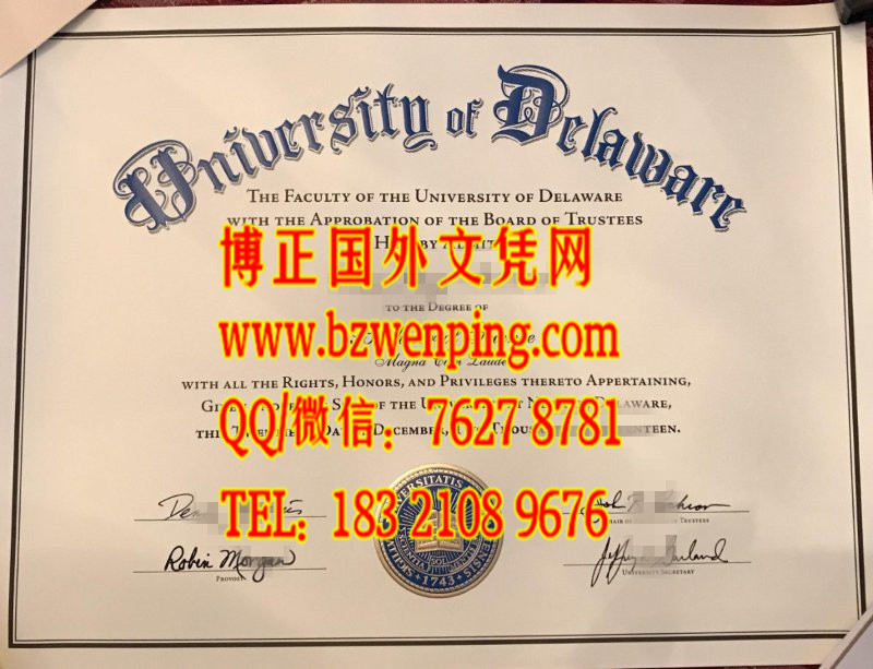 真实原版本美国特拉华大学毕业证University of Delaware diploma